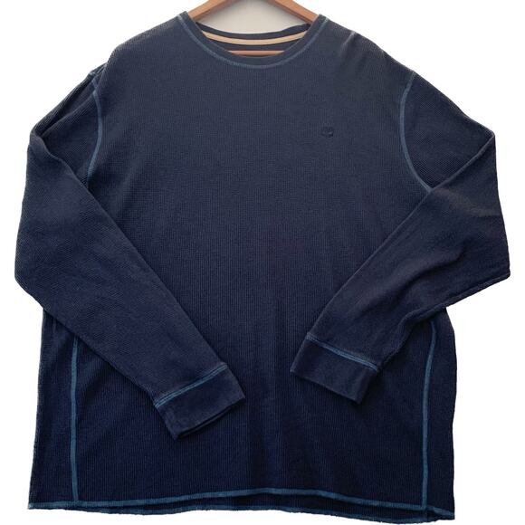 TIMBERLAND Mens Navy Blue Waffle Knit Thermal Shirt Gorpcore Work Shirt Size XXL - Picture 1 of 11